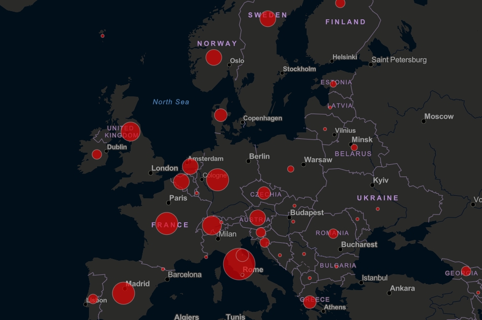 Коронавирус не обнаружен лишь в одной стране ЕС: карта