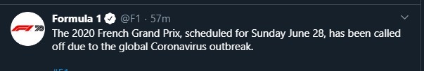 Формула-1 скасувала гонку у Франції і знову перенесла старт сезону
