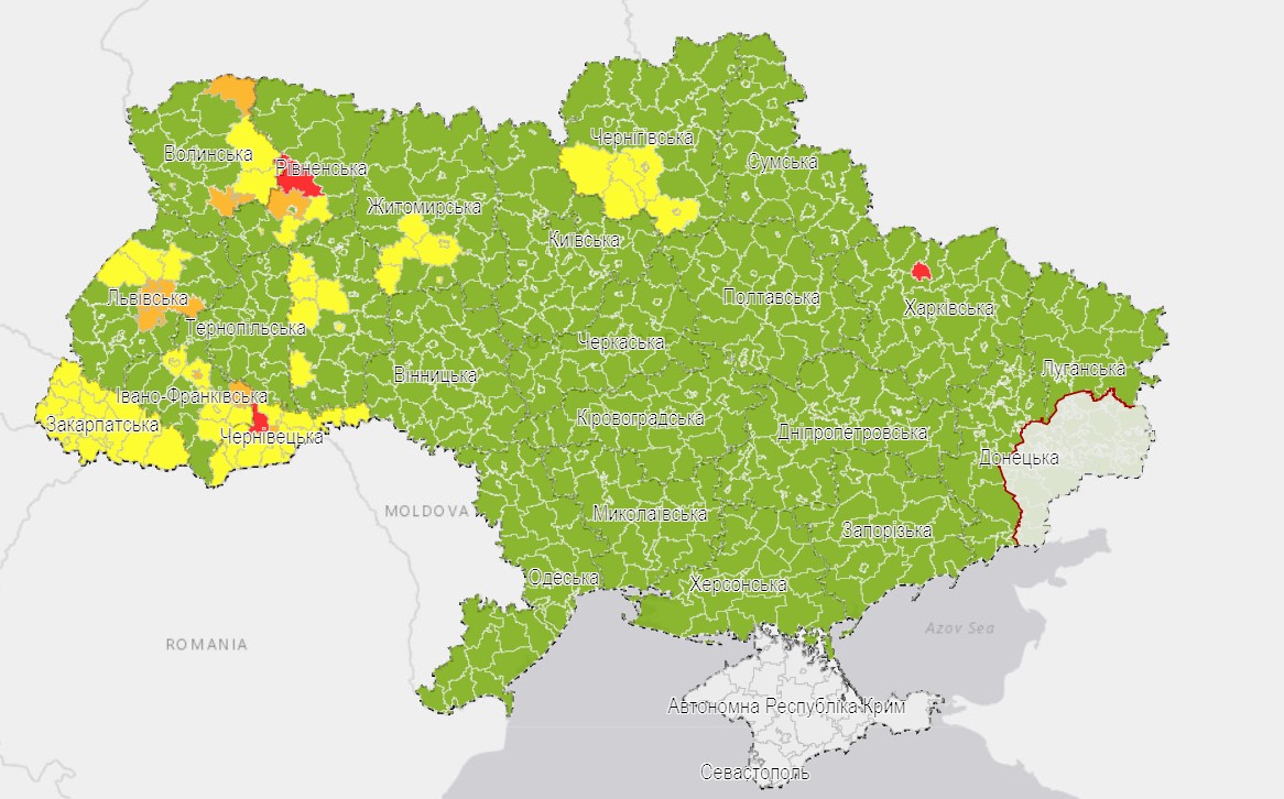 Карантинні зони в Україні: Кабмін оновив список