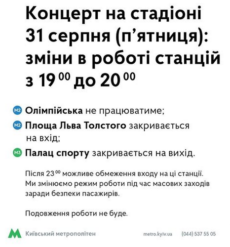 Київський метрополітен у п'ятницю обмежить роботу кількох станцій