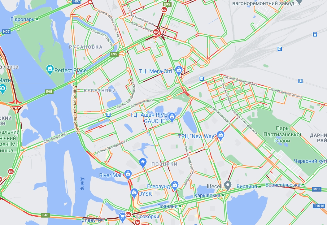 Київ скували затори: карта