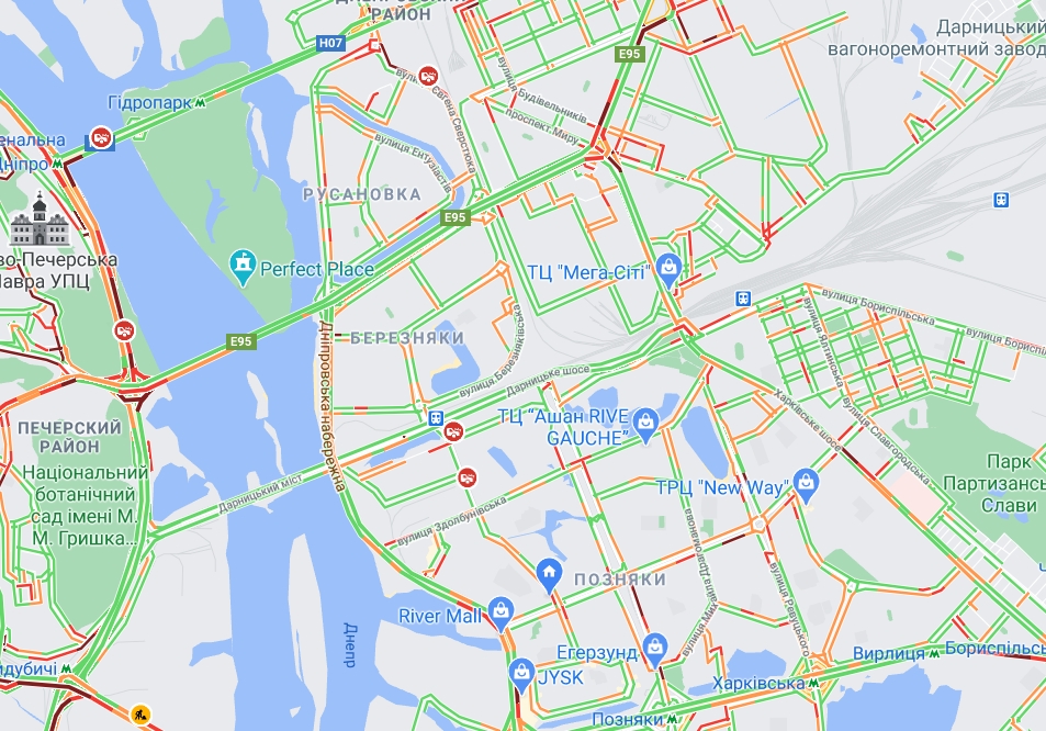 Київ скували затори: карта