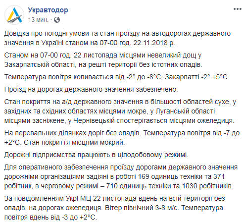 В &quot;Укравтодорі&quot; розповіли про стан покриття на дорогах