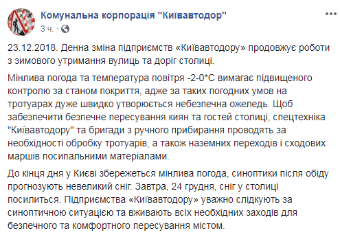 У &quot;Київавтодорі&quot; розповіли, як борються зі снігом у столиці