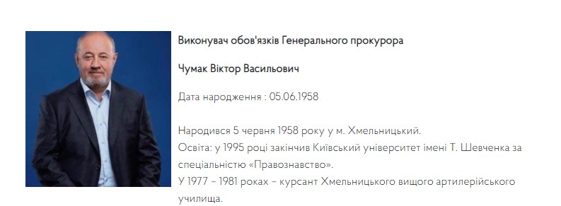 Чумак став в. о. генпрокурора України