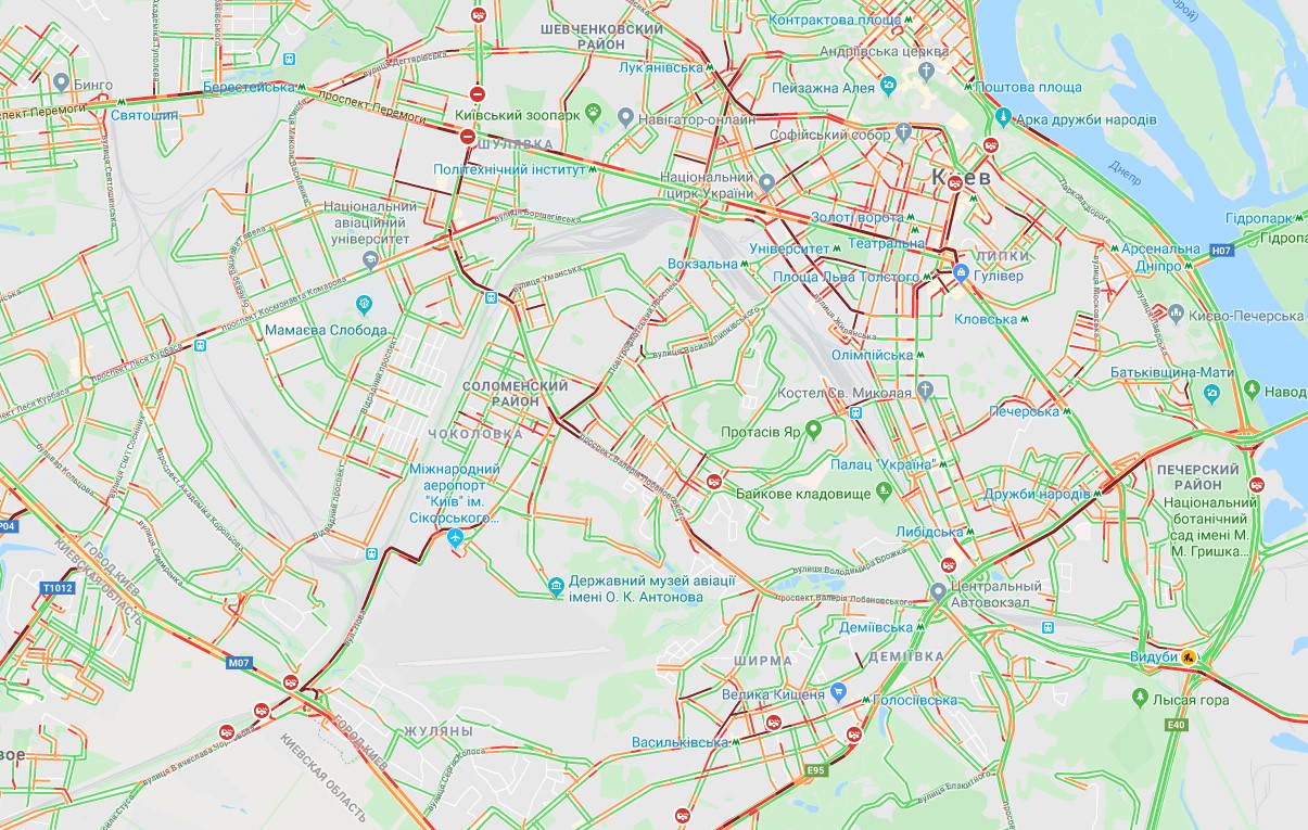 Киев сковали пробки: карта