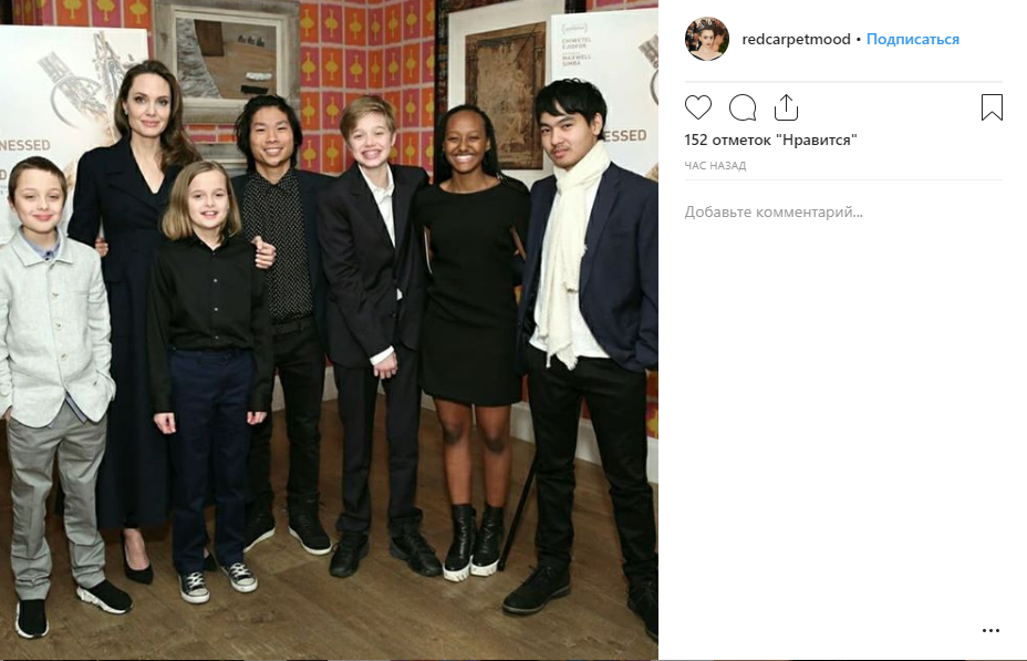 Редкий кадр: Анджелина Джоли вышла в свет со всеми шестью детьми