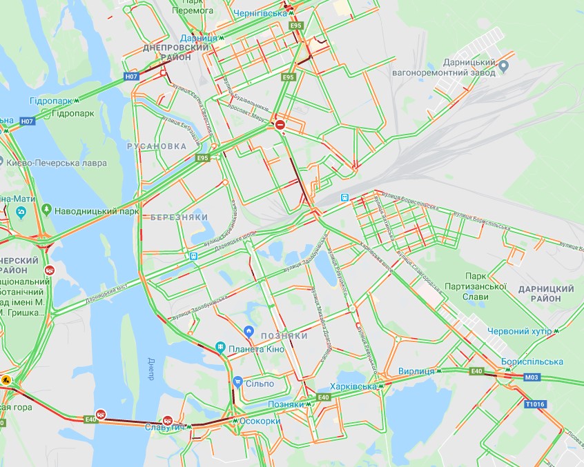 Киев сковали пробки: карта