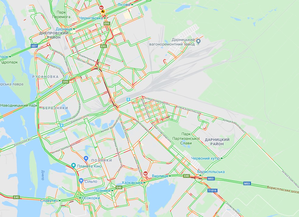 Киев сковали пробки: карта
