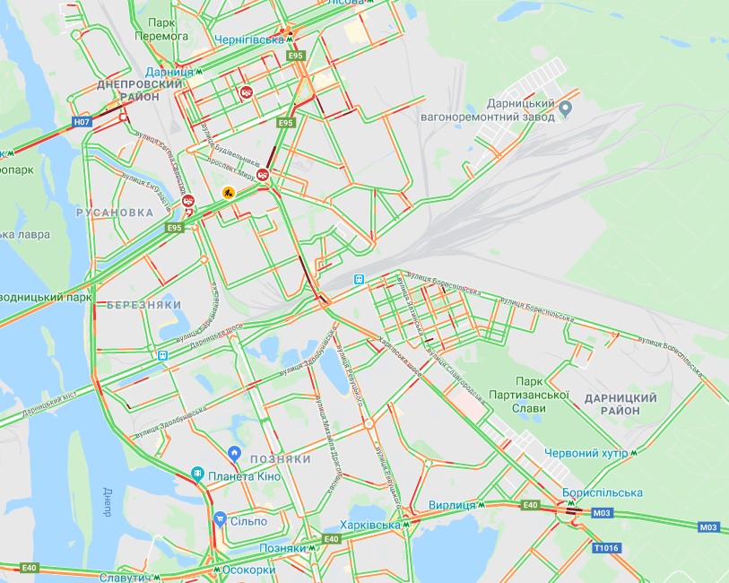 Киев сковали пробки: карта