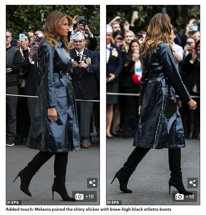 Меланія Трамп в лаковому плащі і замшевих чоботях перевтілилася в героїню культової &quot;Матриці&quot;