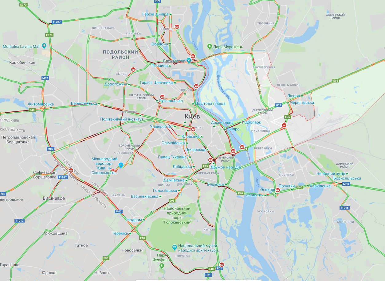 У Києві ввечері утворилися численні пробки