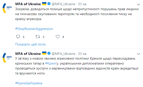Украина ведет переговоры об усилении давления на РФ из-за репрессий в Крыму