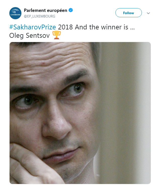 Сенцов стал лауреатом премии Сахарова