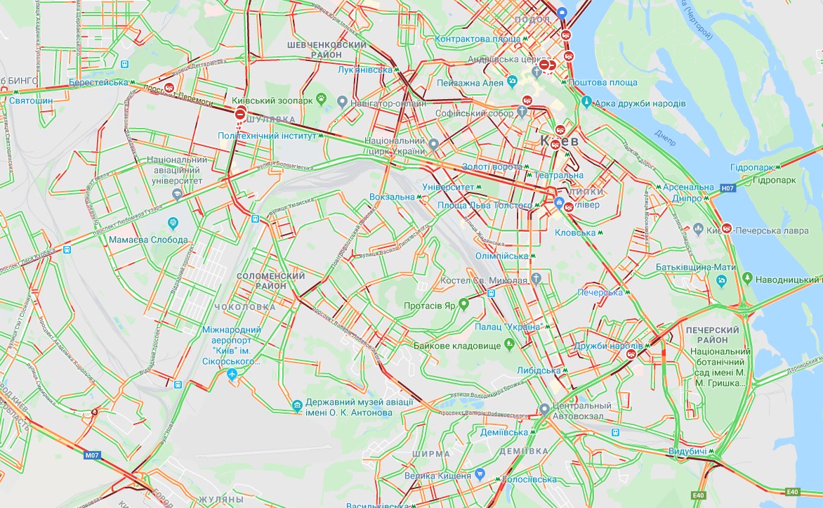 Киев сковали пробки: карта