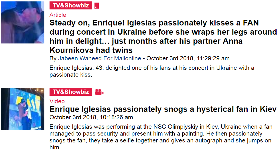 &quot;Успокойся, Энрике&quot;: поцеловавшая Иглесиаса украинка стала героиней британских СМИ