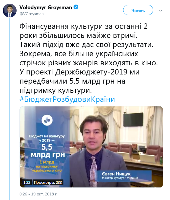 У Кабміні розповіли, на скільки збільшилося фінансування культури за 2 роки