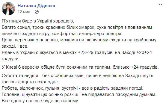 На выходных в Украину придет похолодание