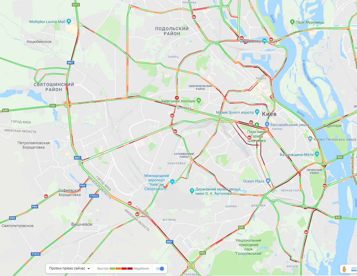 Киев сковали пробки: карта