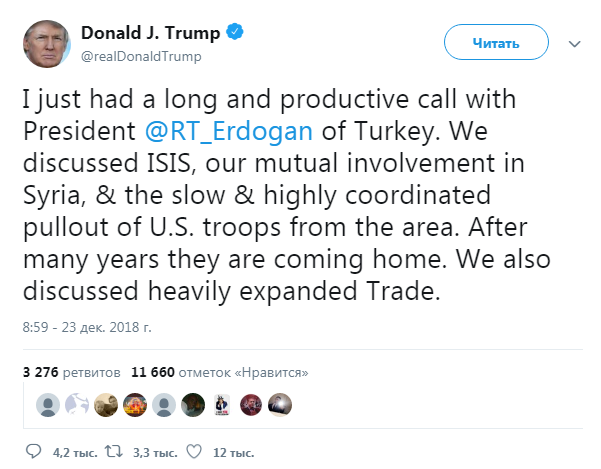 Трамп і Ердоган обговорили виведення військ США з Сирії