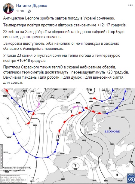 Синоптик розповіла про погоду на Страсний тиждень