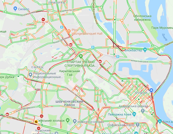 Київ скували пробки: карта