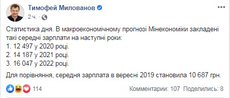 У Мінекономіки анонсували зростання середньої зарплати на 2000 гривень щорічно