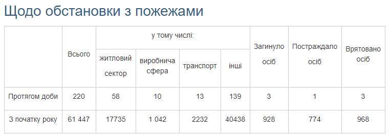 З початку року в Україні у пожежах загинули понад 900 осіб
