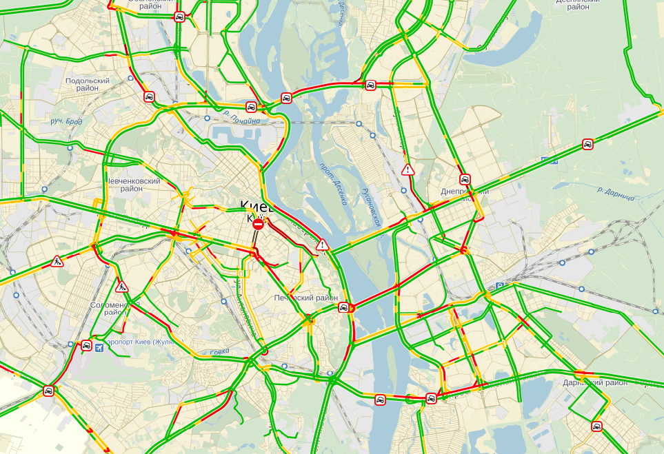 Пробки в Киеве достигли 7 баллов