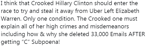 Трамп призвал Клинтон вступить в президентскую гонку