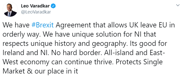 Ирландский премьер поддержал сделку по Brexit