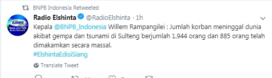 Число жертв землетрусу в Індонезії наближається до 2 тисяч