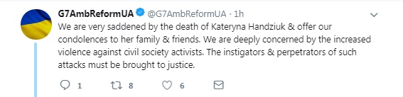 G7 закликає Україну знайти замовників нападу на Гандзюк