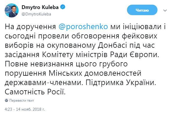 У Раді Європи засудили &quot;вибори&quot; на окупованому Донбасі