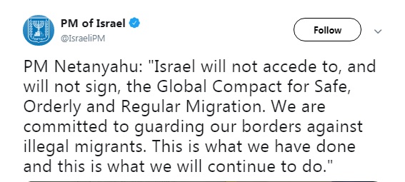 Ізраїль не приєднається до пакту ООН про міграцію, - Нетаньяху