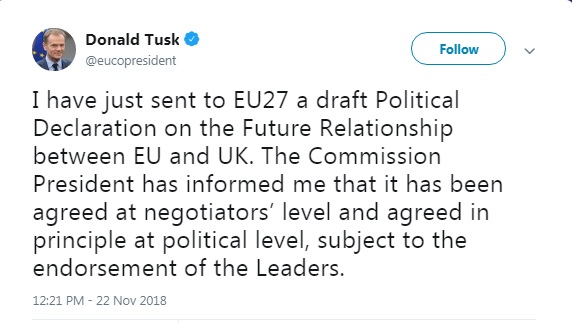 ЕС и Британия согласовали проект декларации об отношениях после Brexit