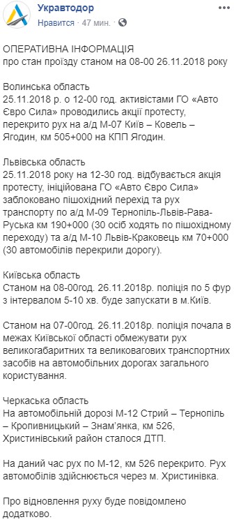 В "Укравтодорі" розказали про обмеження руху на дорогах України