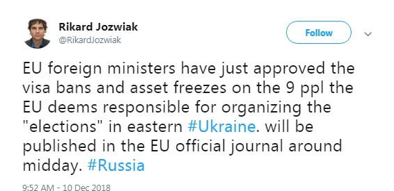 Євросоюз ввів санкції проти організаторів "виборів" в ОРДЛО