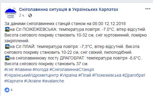 У Карпатах висота снігового покриву місцями досягає майже 40 см