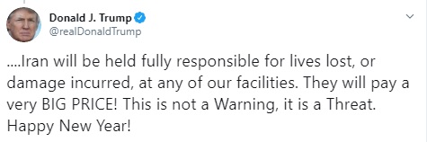 Трамп пригрозив Ірану після нападу на посольство США