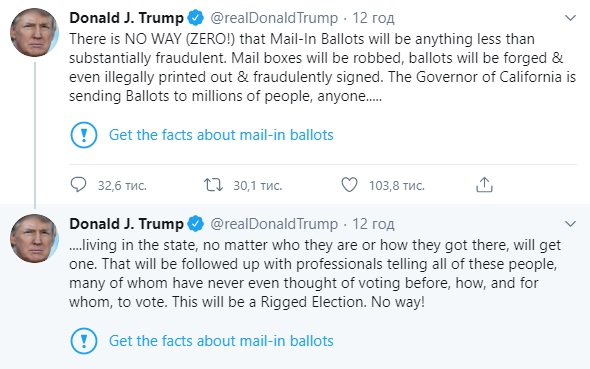 Twitter попередив користувачів про можливі фейки в постах Трампа