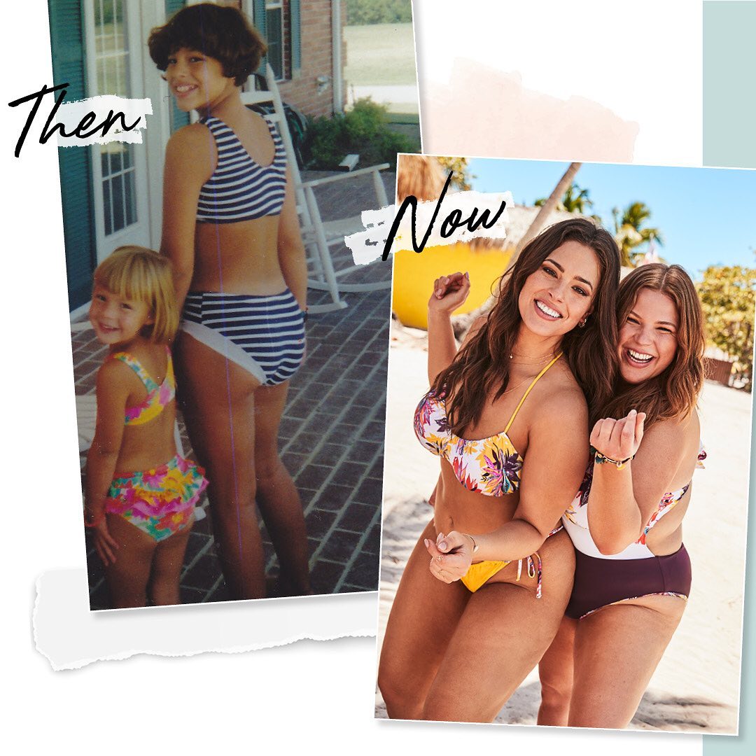 Полным составом: модель plus-size Эшли Грэм зажигает в рекламе купальников с младшей сестрой