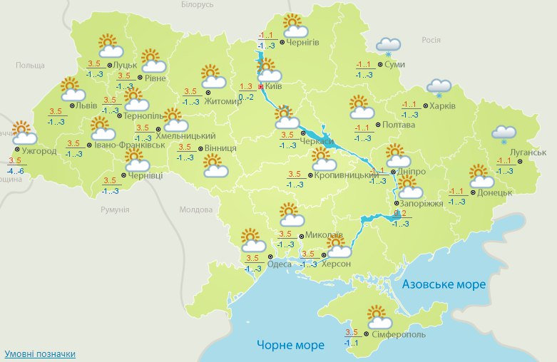 Сніг та мороз: прогноз погоди на сьогодні