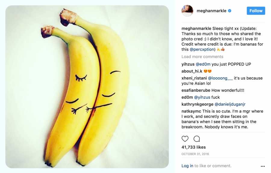 Фото закоханих бананів, яке опублікувала Меган Маркл