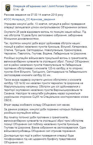 На Донбасі за добу поранено одного військового