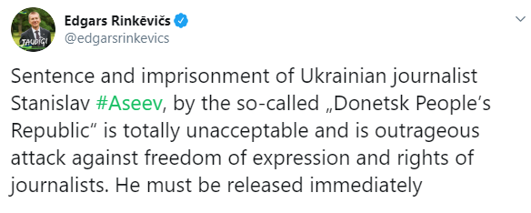 Країни Балтії закликали звільнити журналіста Асєєва