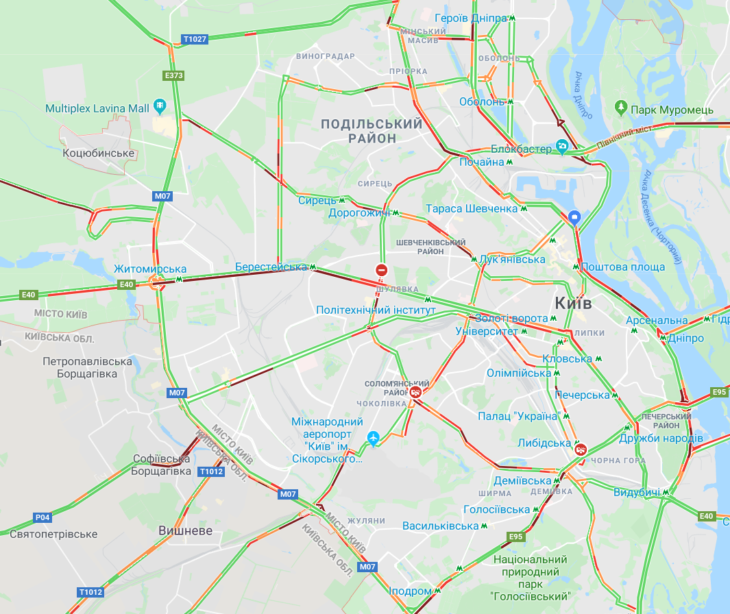 Киев сковали пробки: карта