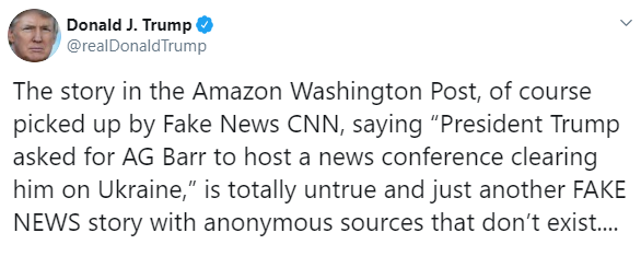 Трамп просив генпрокурора визнати розмову з Зеленським законною, - WP