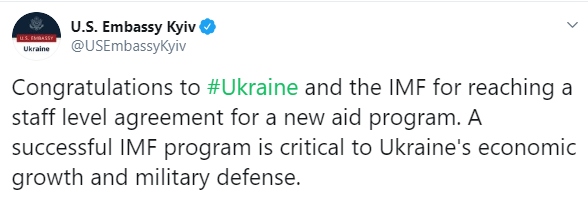 В США приветствовали новую программу сотрудничества Украины с МВФ