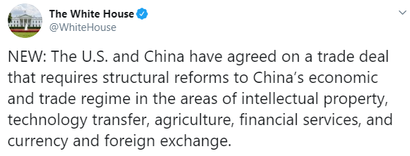 США и Китай согласовали первую часть торговой сделки, - Белый дом